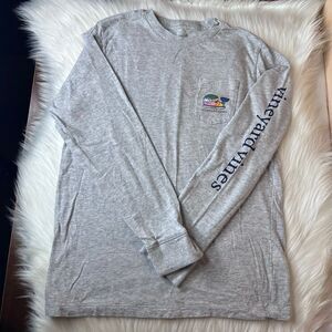 Vineyard Vines Long Sleeve Pocket Tee Skiing Whale Size Medium